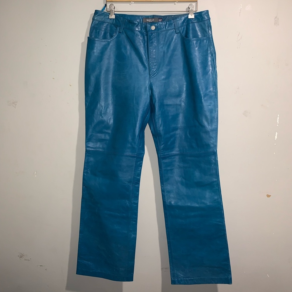 Vintage 90s Gap Teal Leather Pants Women